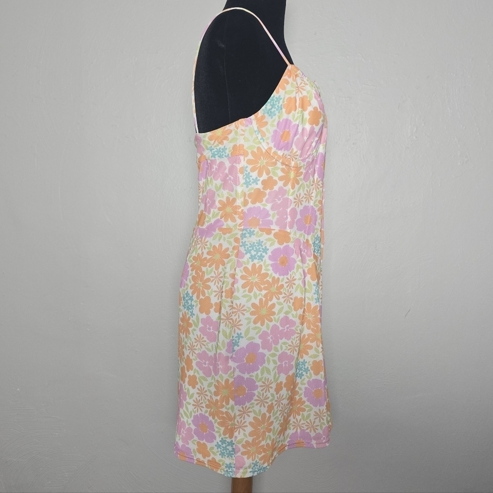 SABO Jai Dress Ditsy Floral Corset Size L Pink Orange - Picture 5 of 16